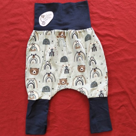 Pantalon évolutif ourson arc-en-ciel / bleu marine