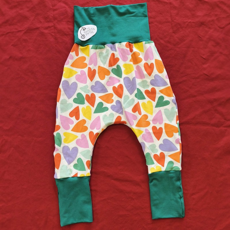 Pantalon évolutif cœurs colorés / vert