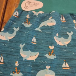 Pantalon évolutif baleine souriante / bleu pétrole